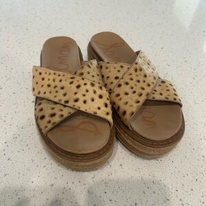 Sam Edelman 6 Calf Hair Platform Jute Sandals